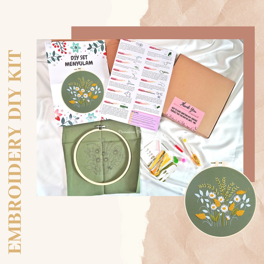 DIY KIT menyulam floral/ DIY embroidery KIT 115