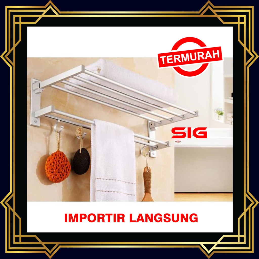 Rak Aluminium Tempat  Gantungan  Handuk Baju  Dinding Toilet 