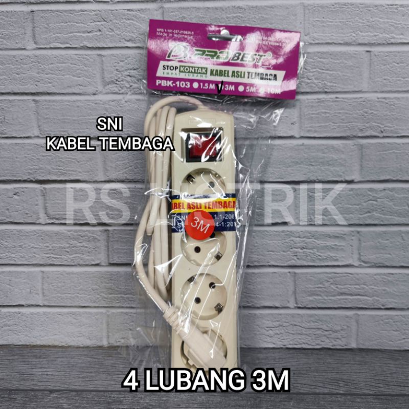 STOP KONTAK 4 LUBANG PLUS KABEL 3M SNI KABEL TEMBAGA