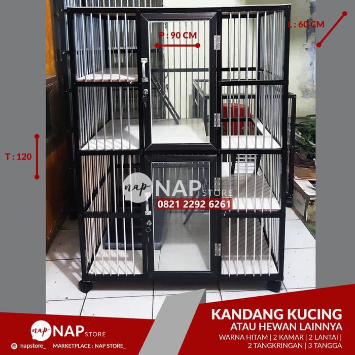 TERMURAH / Kandang Kucing/Anjing/Hewan Lainnya Aluminium 2 Kamar 2 