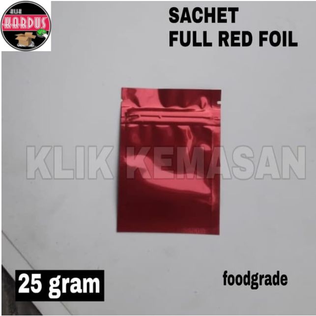 SACHET RED FOIL 25 GRAM WITH ZIPPER GLOSSY