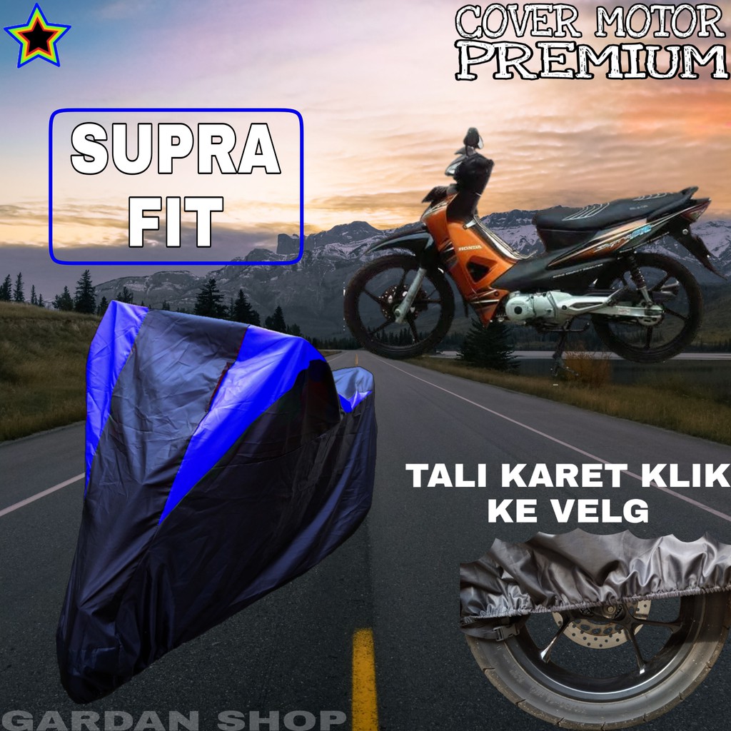 Sarung Motor SUPRA FIT Hitam BIRU Body Cover Supra PREMIUM