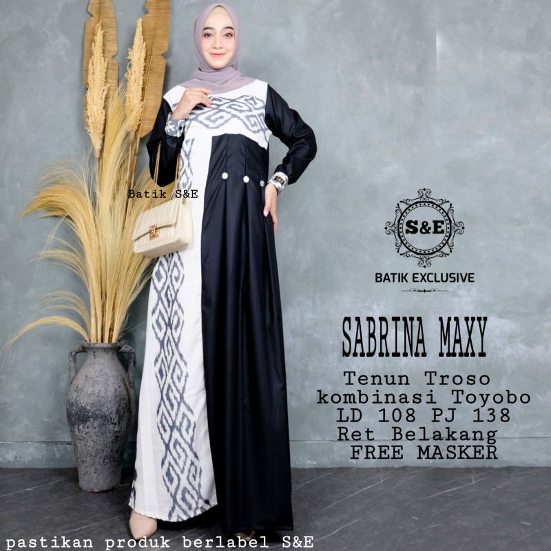 gamis long dress tenun troso mix toyobo