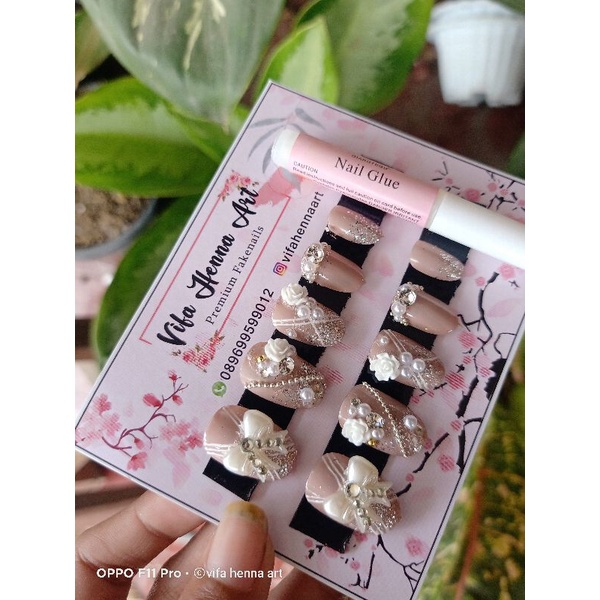 KUKU PALSU PENGANTIN 3D FAKE NAILS KUKU WEDDING MODEL KUKU OVAL
