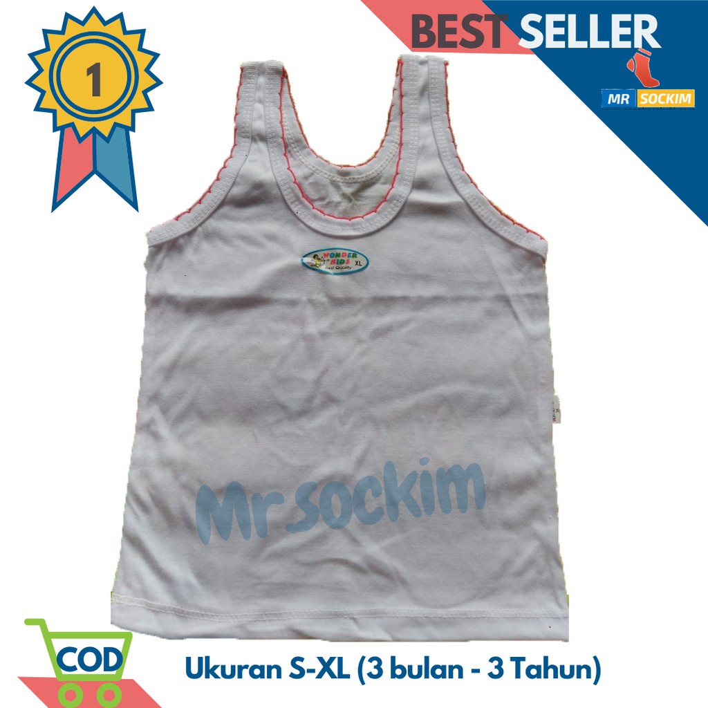 3 Pcs Wonder kids Kaos singlet anak laki laki dan perempuan usia 2 bulan sd 3 tahun(Ukuran S M L XL)