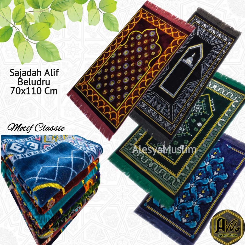 Sajadah Alif Besar 70x110Cm Beludru Premium Motif Classic