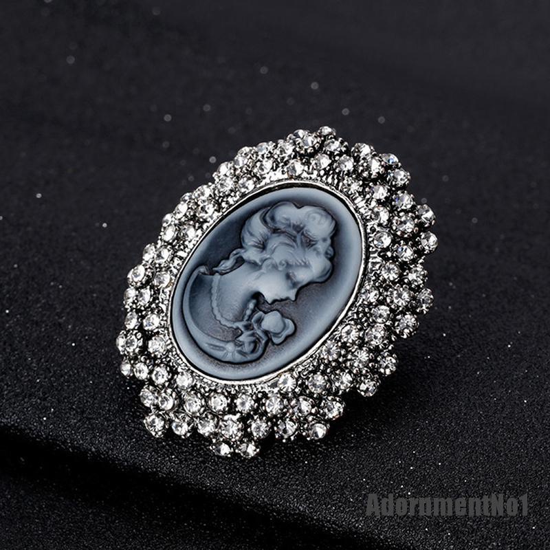 (Adornmentno1) 1pc Bros / Pin Gaya Victoria Motif Cameo Aksen Kristal Untuk Aksesoris Wanita / Pesta Pernikahan