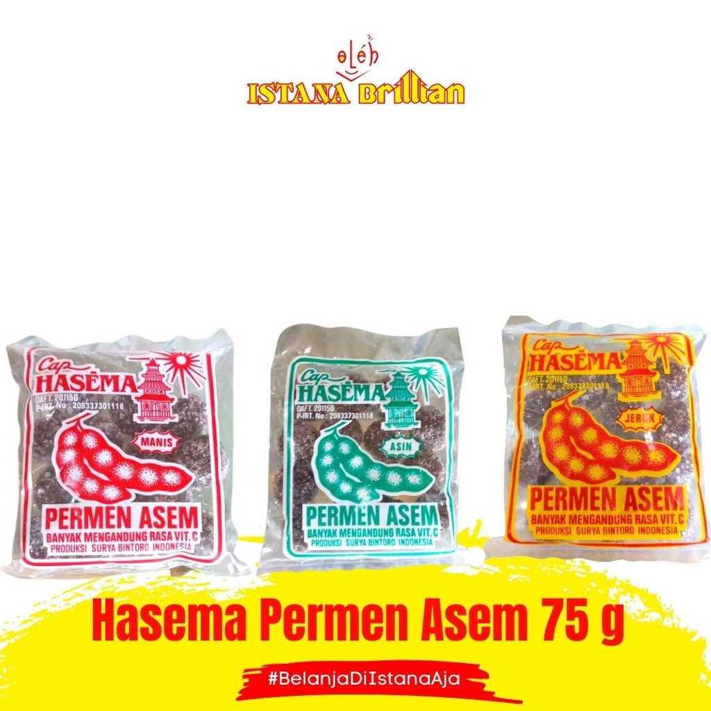 

PERMEN ASEM MURAH HASEMA 75g SNACK MAKANAN RINGAN TAMARINE CEMILAN CAMILAN MANISAN BUAH ASAM JAJ