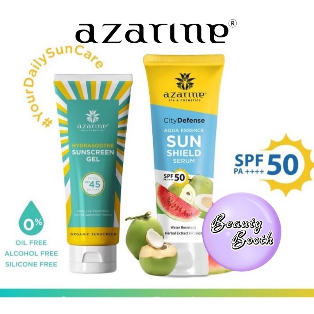 Azarine Hydrasoothe Sunscreen Gel SPF45 PA++++ | Azarin Sun Shield SPF 50 | Mist | Hydramax-C Serum | Tone Up Mineral | Sun Screen Tabir Surya Cream 50 ml Block