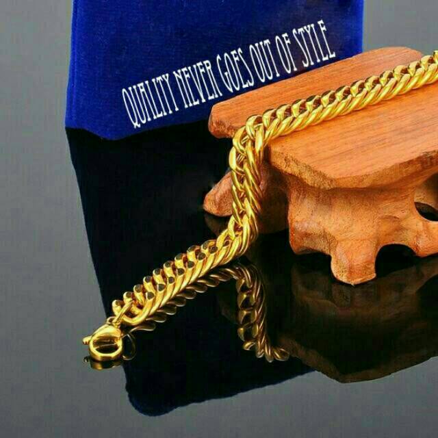 Gelang titanium gold / gelang pria / gelang wanita / gelang rantai cewek cowok