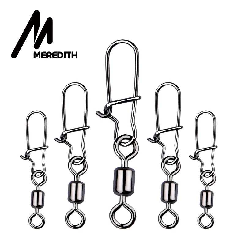 (BISA COD) RVOSTR MEREDITH Konektor Kail Pancing Rolling Snap Swivel 50PCS - MRH10