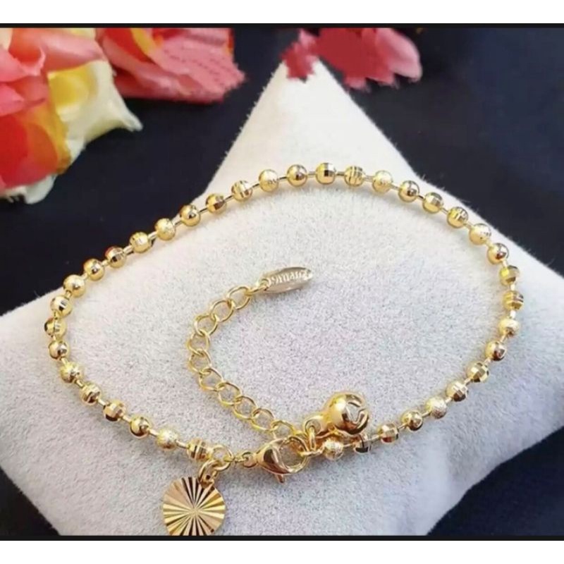 gelang kaki motif biji lada gold titanium asli