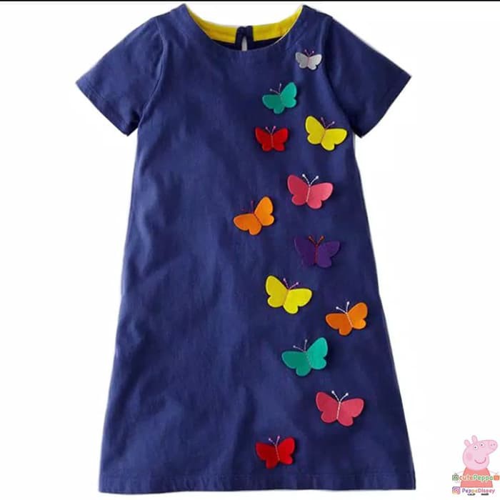 dress kupu kupu anak import aplikasi bordir