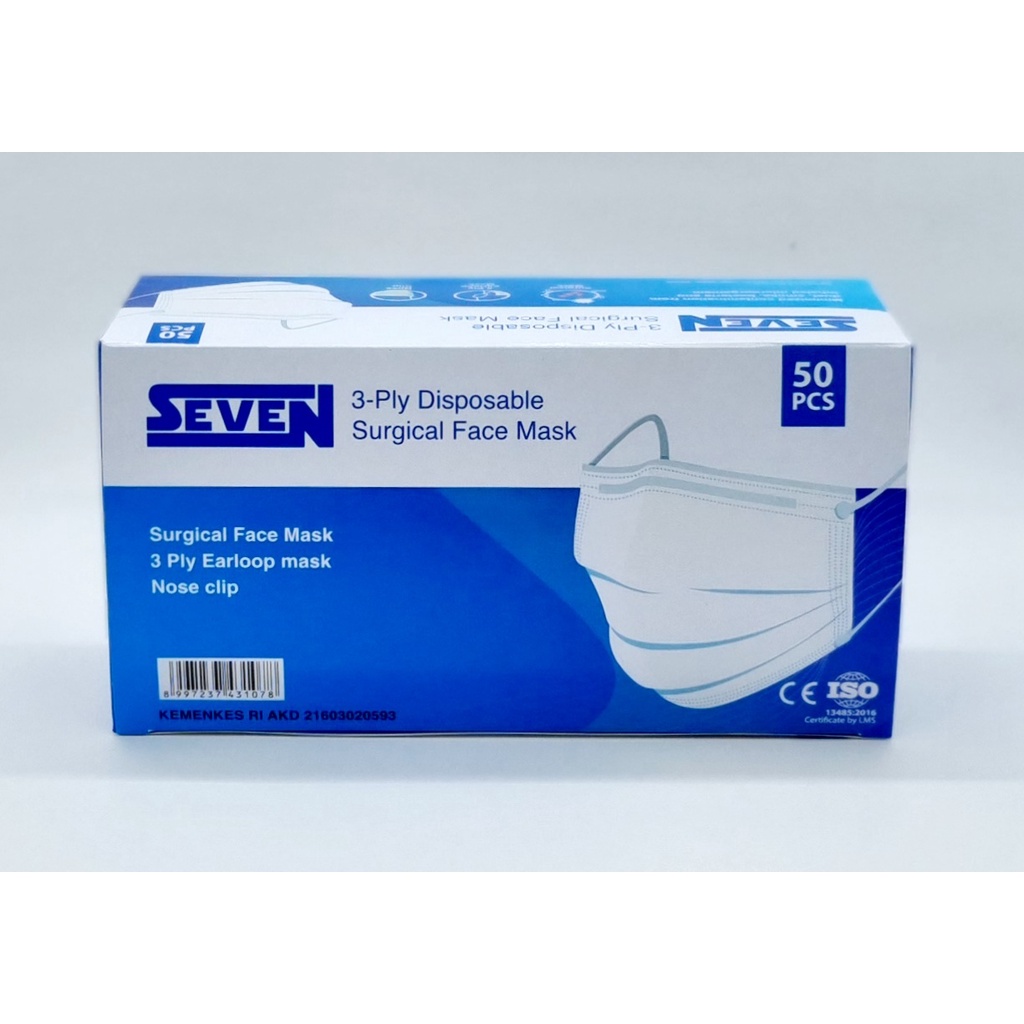Masker Medis SEVEN 3ply Earloop - 50 pcs
