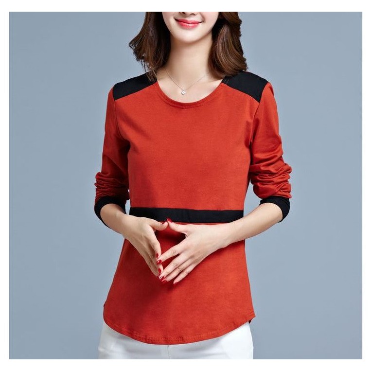 Blouse Orange Casual Long Sleeve - Pakaian Wanita Atasan Lengan Panjang Import Baju Korea Kekinian