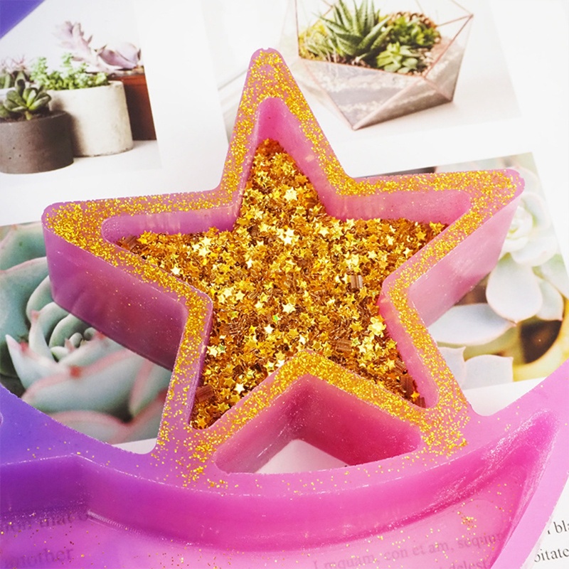 SIY  Large Crescent Moon Tray Resin Mold Moon Star Shelf Crystal Display Tray Jewelry Plate Resin Casting Molds Craft Tools