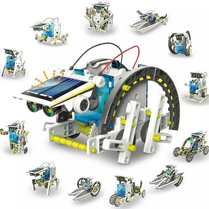 Diy Kit Solar Robot 14In1 Robotic Mainan Edukasi Anak Tenaga Matahari