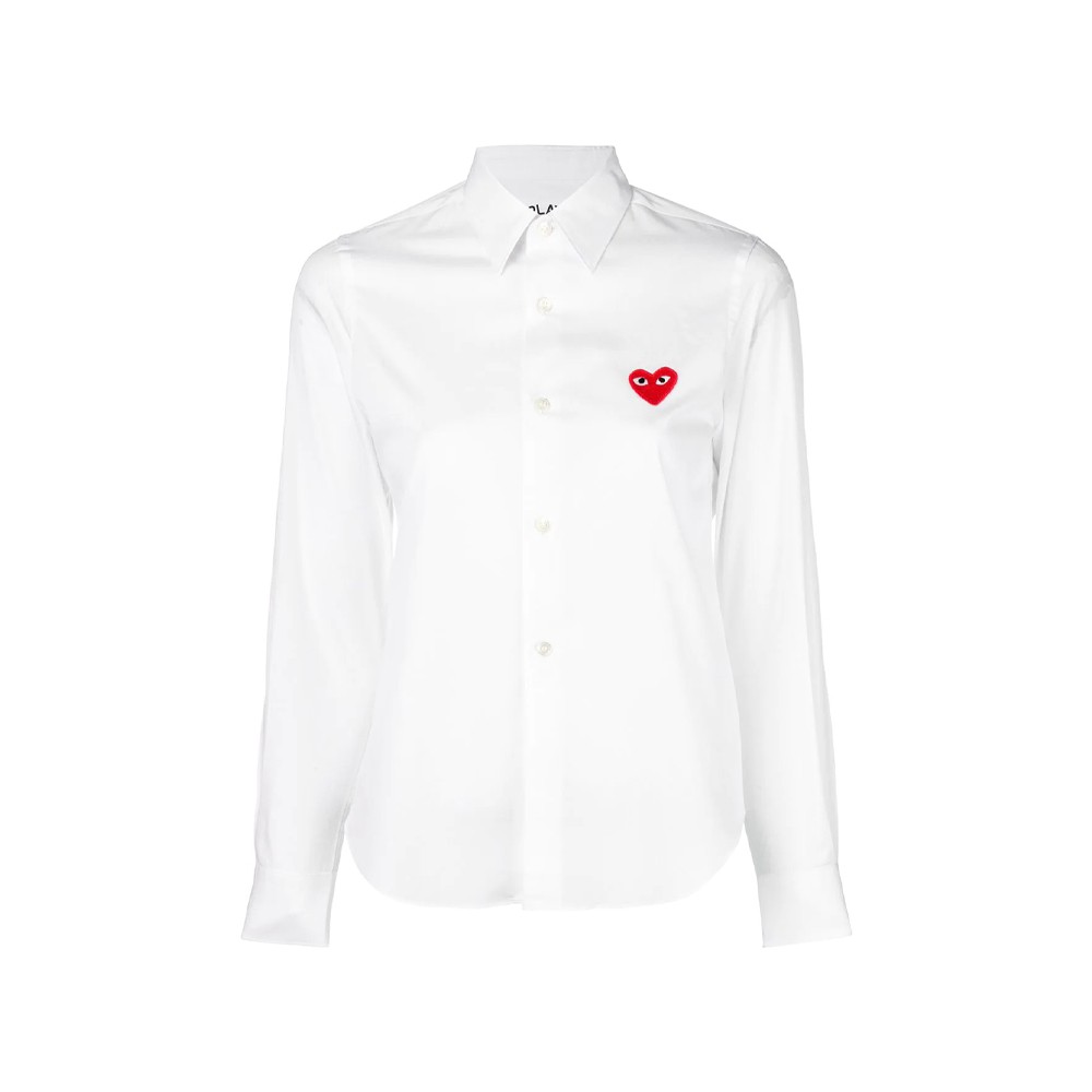 CDG Women Red Emblem Shirt - White 100% Authentic