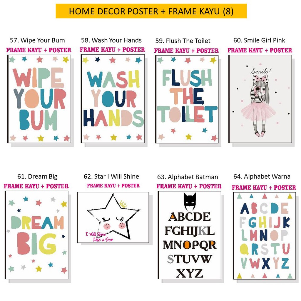 Kids Quotes  Home Decor Frame Kayu Poster Spanram Hiasan 