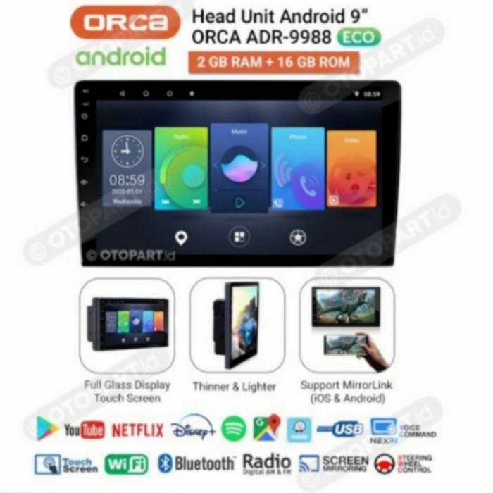 Head Unit Android 9" Orca Adr-9988 New Versi 2021