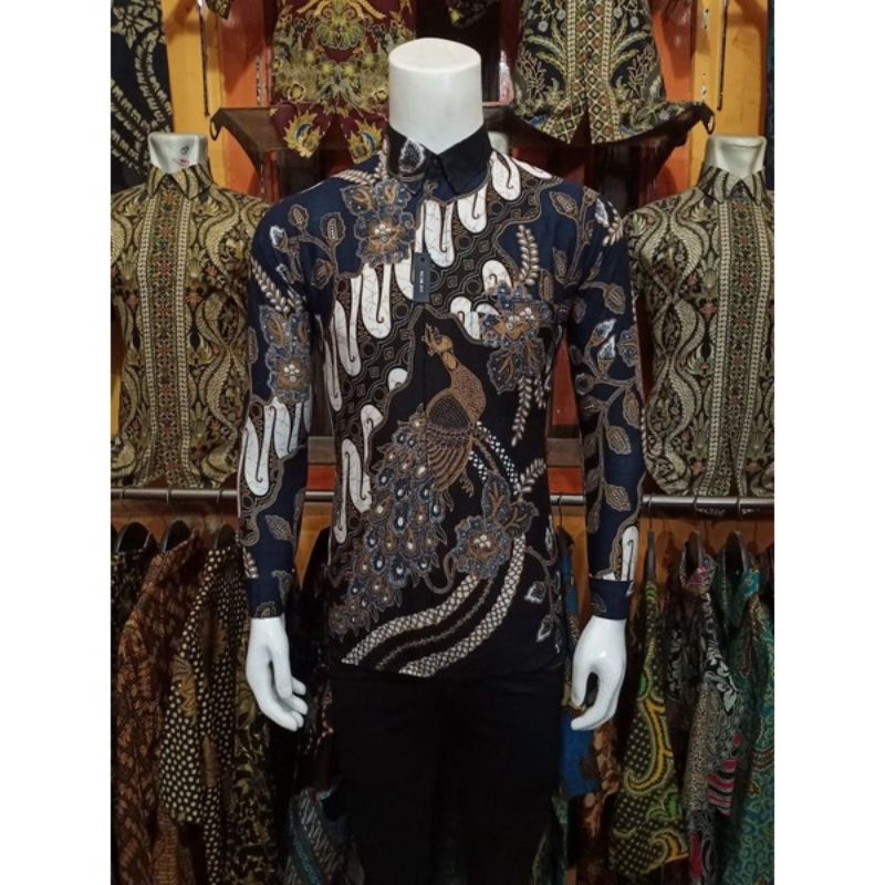 KEMEJA BATIK PRIA SLIMFIT LENGAN PANJANG HITAM EXCLUSIVE MONALISA SLIMFIT