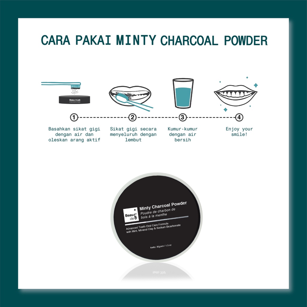 PAKET HEMAT 2 | Minty Charcoal Powder for Teeth Detoxification | Beaudelab Arang Aktif Detoks Karang & Pemutih Gigi | 30 gr-5
