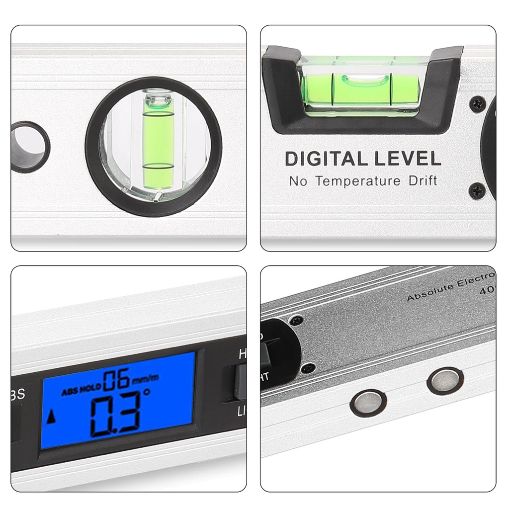 Water Pass Waterpass Inclinometer Level Protactor Digital Tester Ruler 400mm With Magnet