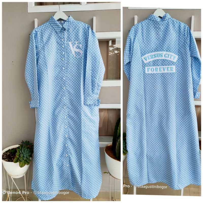 Dress brave blue polka versus city