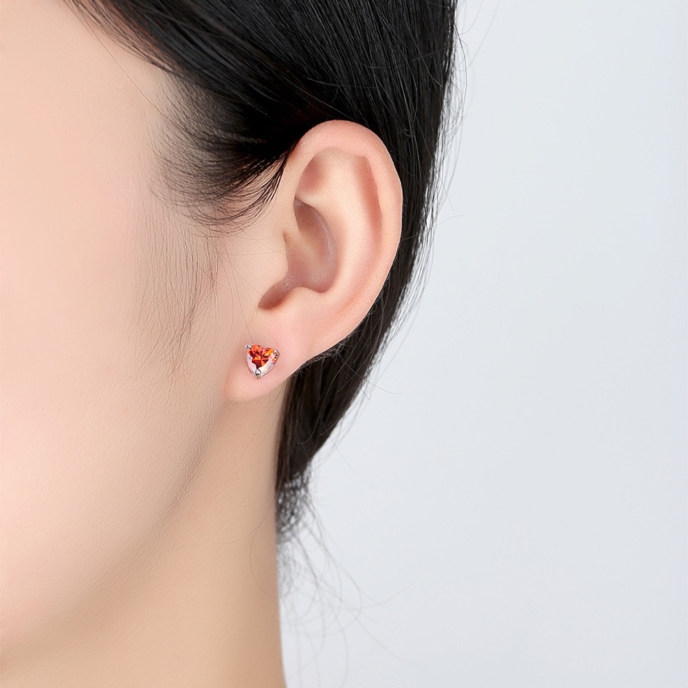 Hu Hu Hu Hu Hu Alat Bantu Pasang Kacamata♡ Set Anting Tusukkalung Rantai Liontin Hati Hias Kristal Cubic Zirconia Berkilau Untuk Wanita