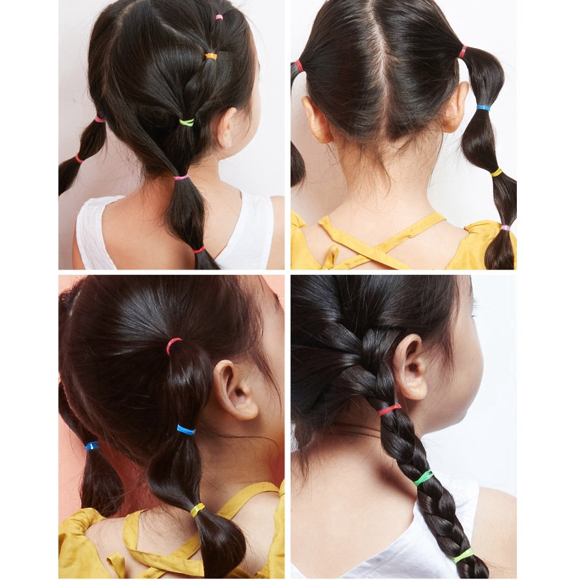 500Pcs / Kantong Karet Rambut Mini Elastis untuk Ponytail