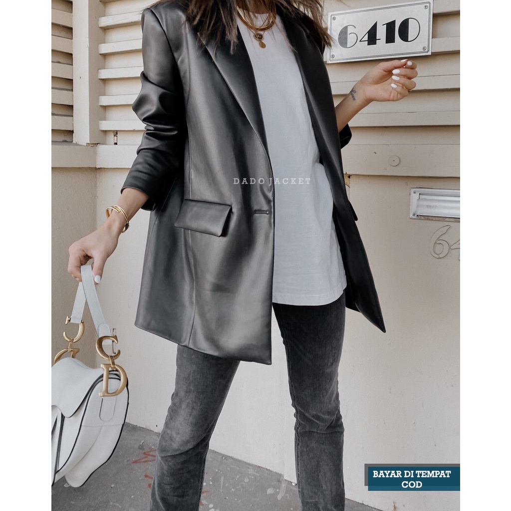 Jaket Kulit Sintetis Viena Grade A Wanita Premium Original Import Blezer Vegan Casual Classic Oversi