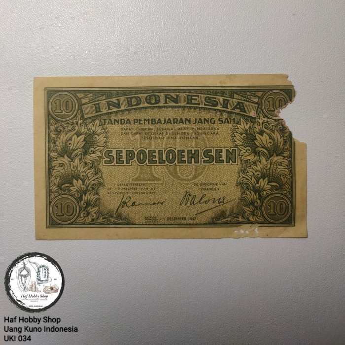 Uang Kuno 10 Sen Seri Federal Tahun 1947