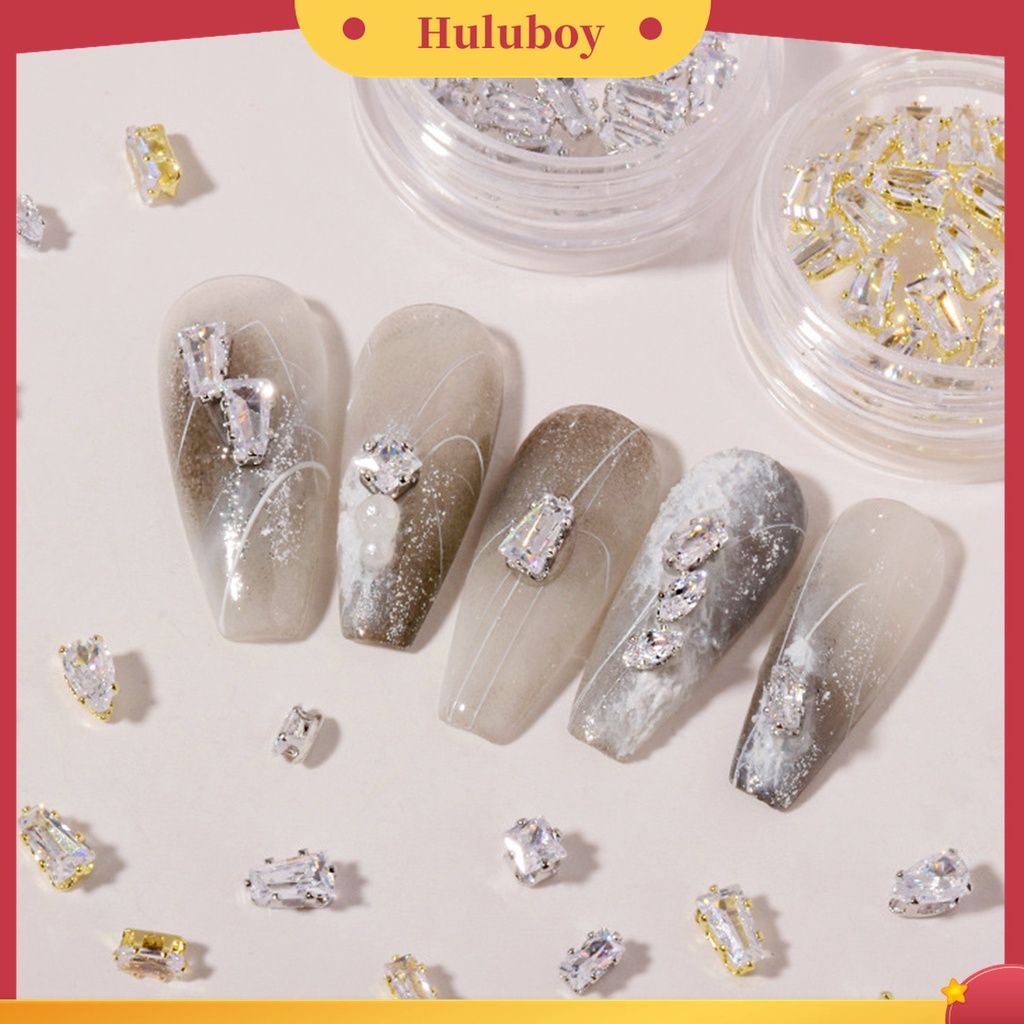 Huluboy Huluboy♡ 20pcs / Kotak Ornamen Perhiasan Berlian Imitasi Cubic Zirconia Glitter Untuk Dekorasi Nail Art Wanita