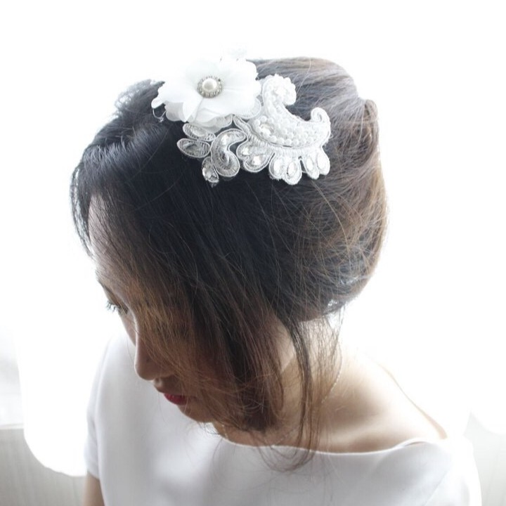 [STOCK TERBATAS] AKSESORIS PENGANTIN HAIRPIECE WEDDING HEADPIECE PUTIH HPW007