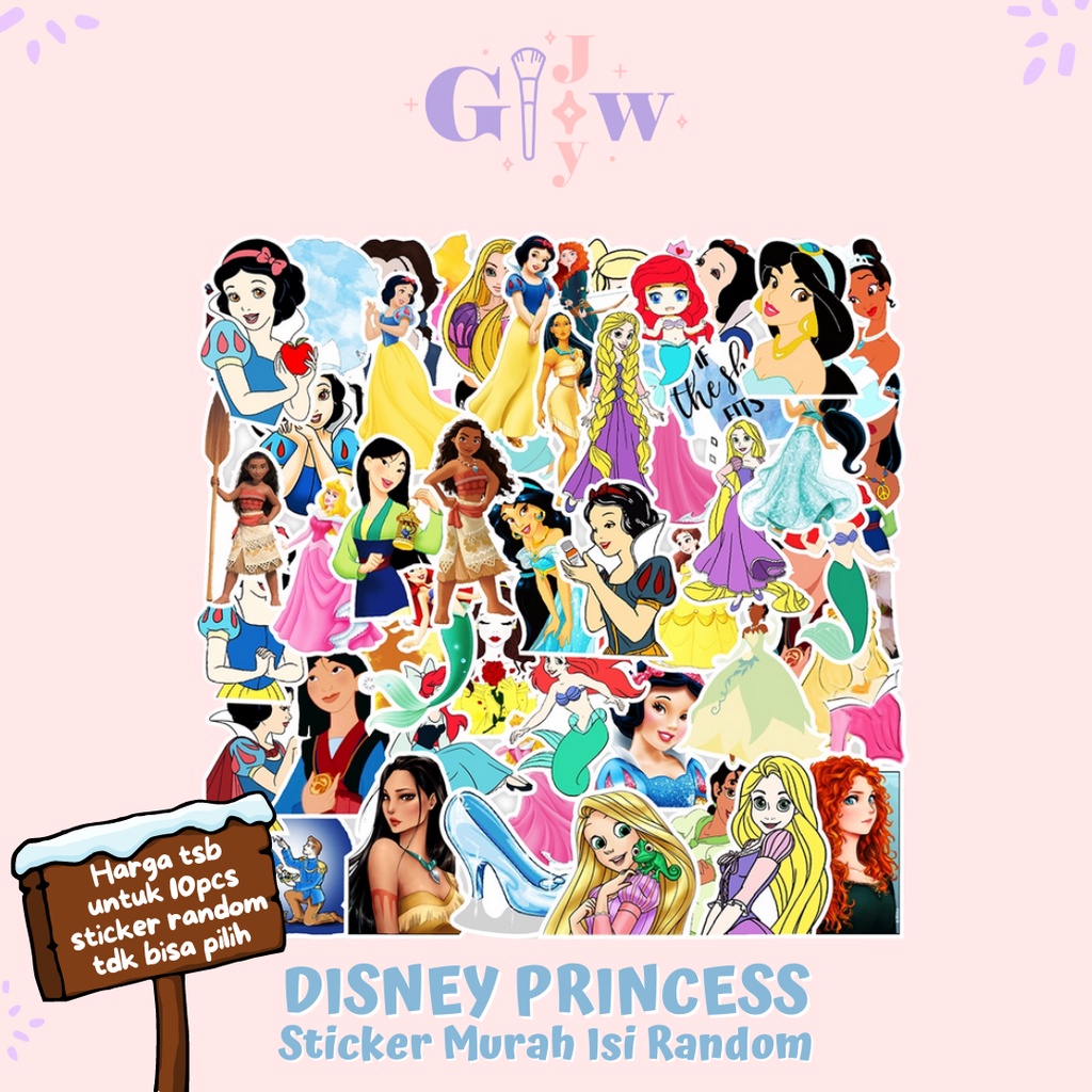 A6016 STICKER 10PCS (DISNEY PRINCESS) anti air notebook scrapbook label tempel motif kartun superhero super hero unik lucu atk alat tulis kantor murah viral termurah kartun komputer leptop handphone hp smartphone koper laptop tembok kulkas disney anime