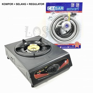 Kompor Gas 1 Tungku Progas + Selang Regulator CAISAR 1,8 Meter SNI