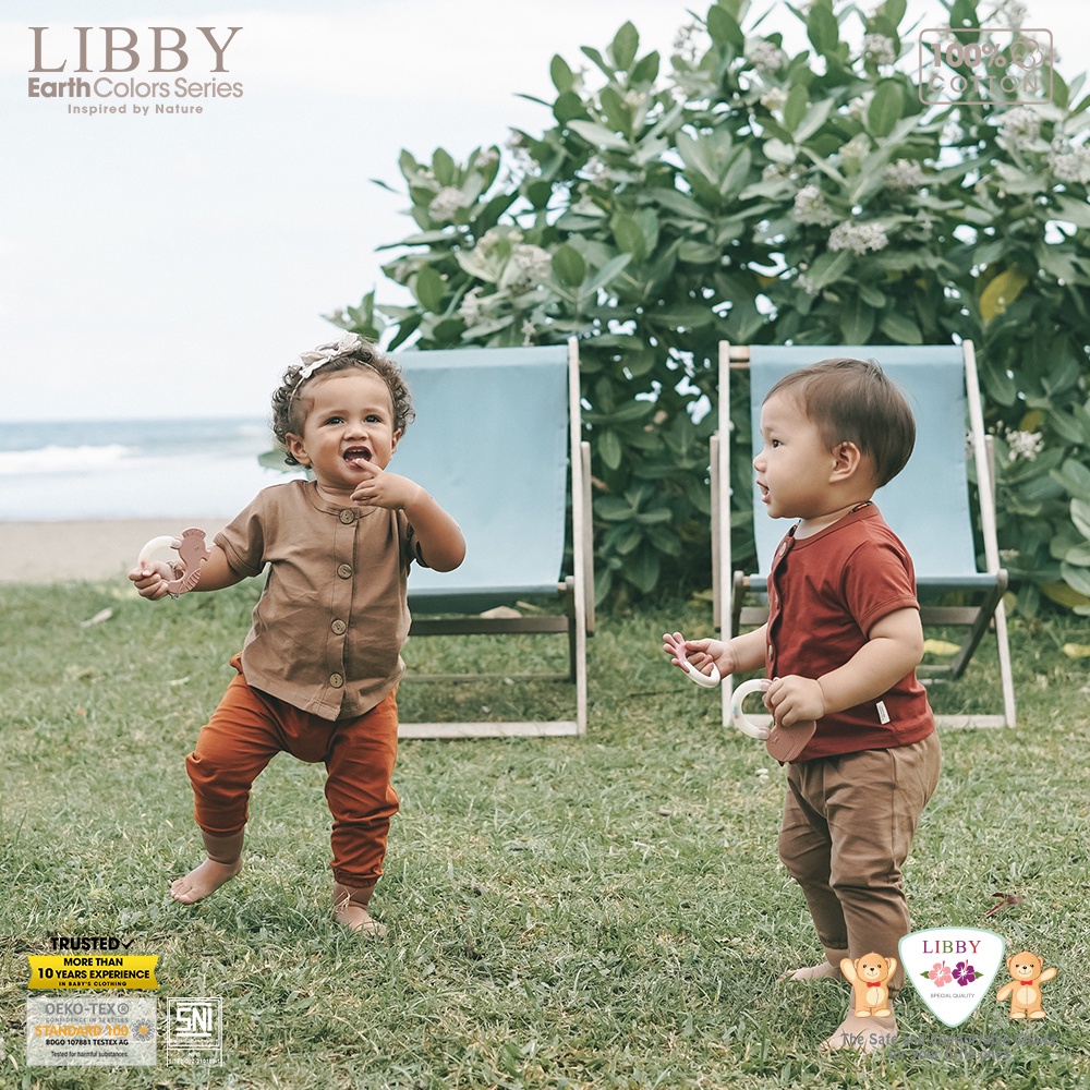 Libby Earth Rocco Set Lengan Pendek Celana Panjang (1stel/pack) / Set Baju Lengan Pendek Celana Panjang (Tersedia varian ukuran dan warna)