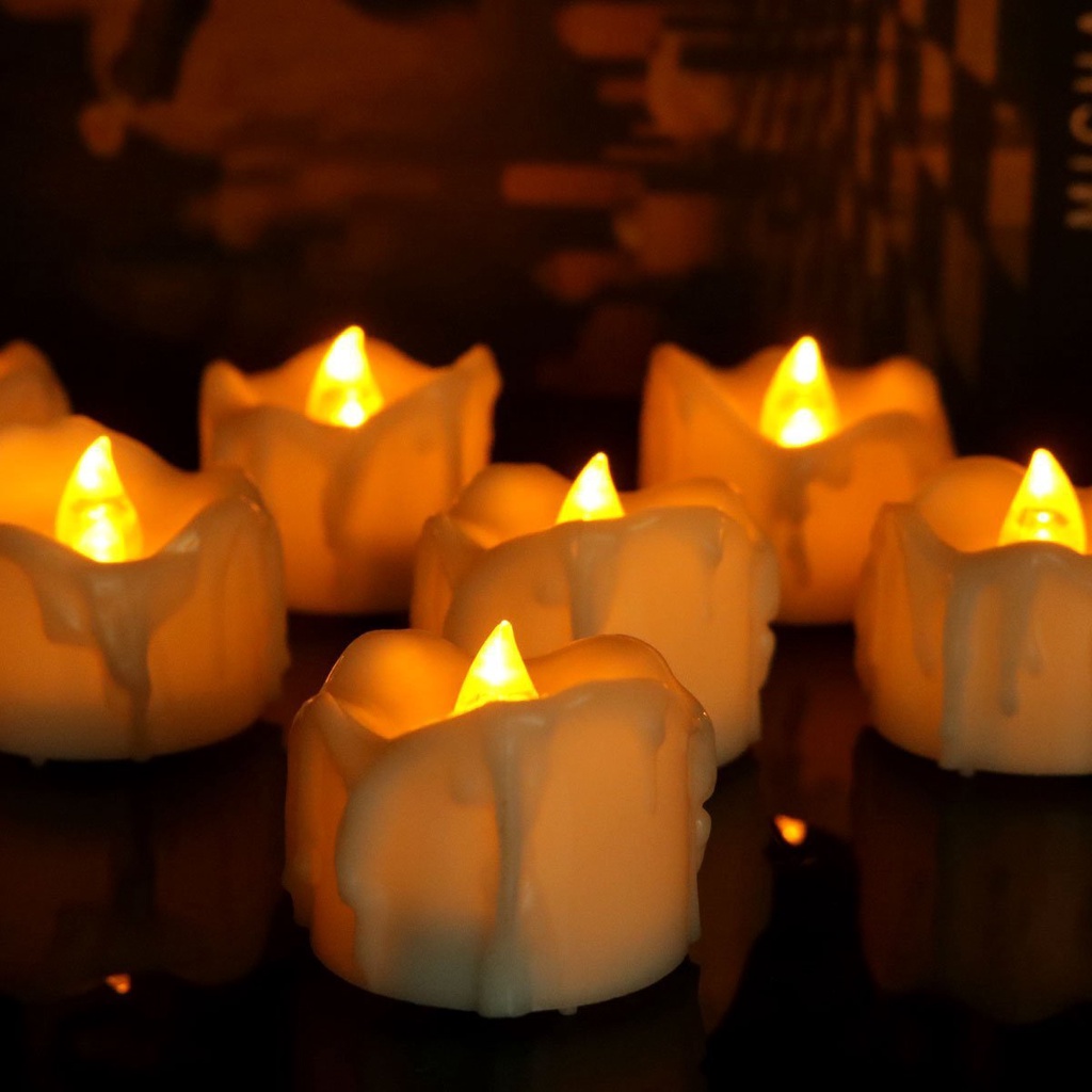 1pc Lampu Led Bentuk Lilin Tanpa Api Dengan Baterai Untuk Dekorasi Natal