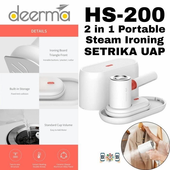 DEERMA HS200 2 in 1 Portable Steam Ironing - Setrika Uap