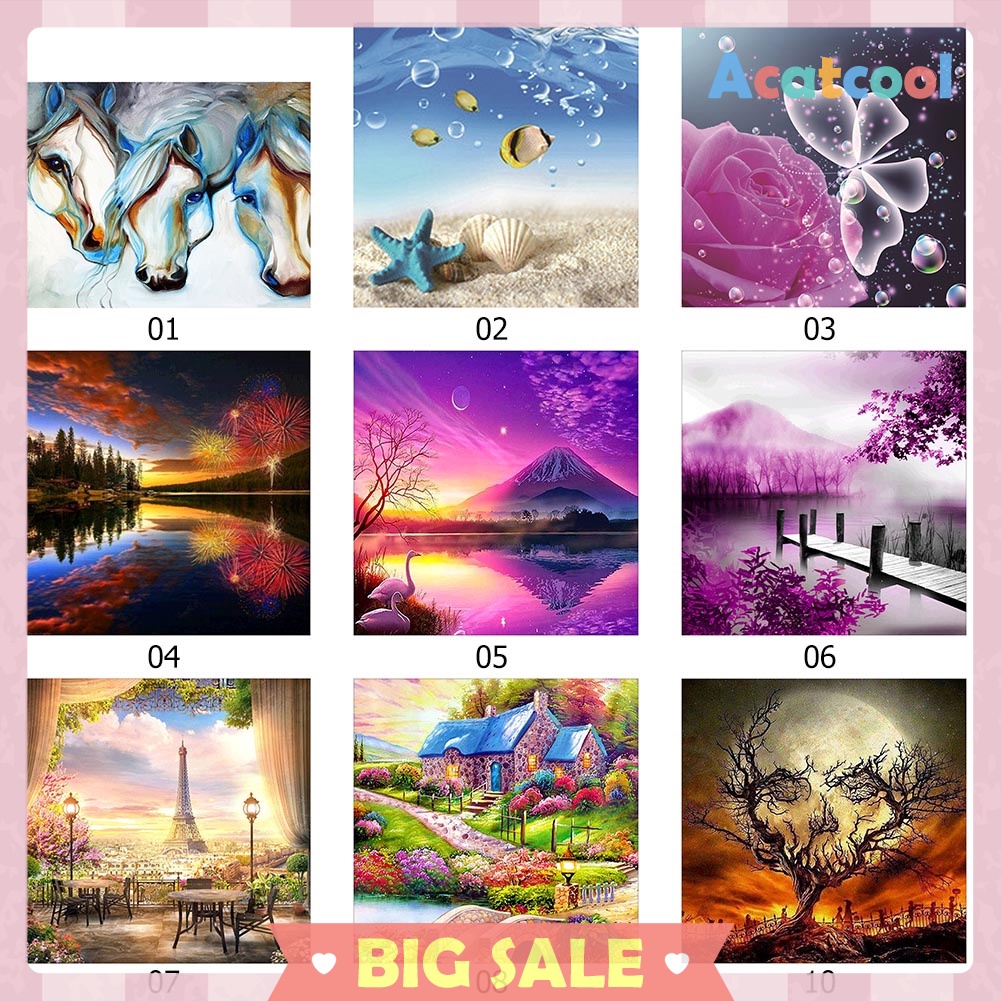 5D DIY Full Drill Diamond Painting Landscape Cross Stitch Embroidery Mosaic