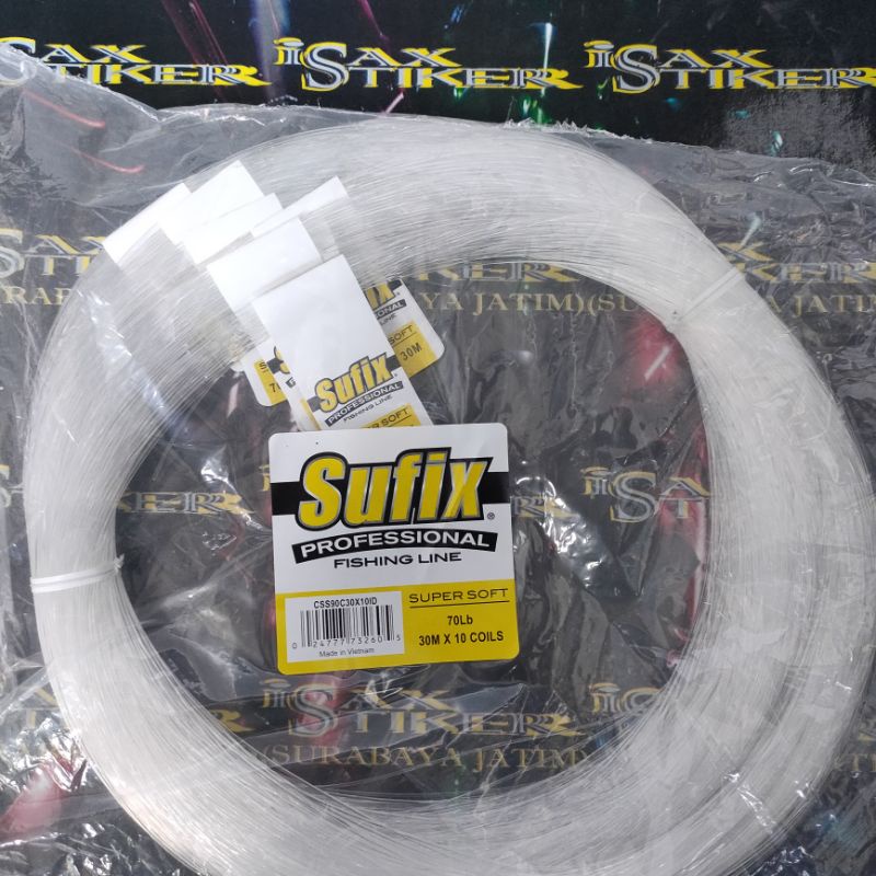 senar pancing merek sufix putih 70LB leader rangkean
