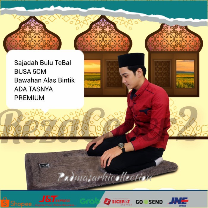 ✨ BISA COD ✨ Sajadah busa 5cm sajadah bulu Rasfur super tebal bulu rasfur - loreng random