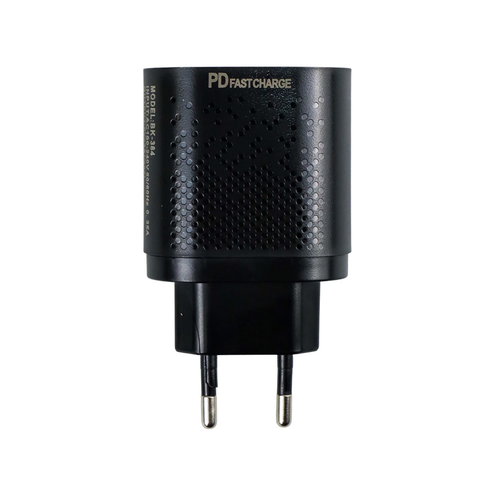 SDi7 USLION Charger USB Type C USB A PD QC 3.0 20 W 2 Port BK-384 Black By Pro