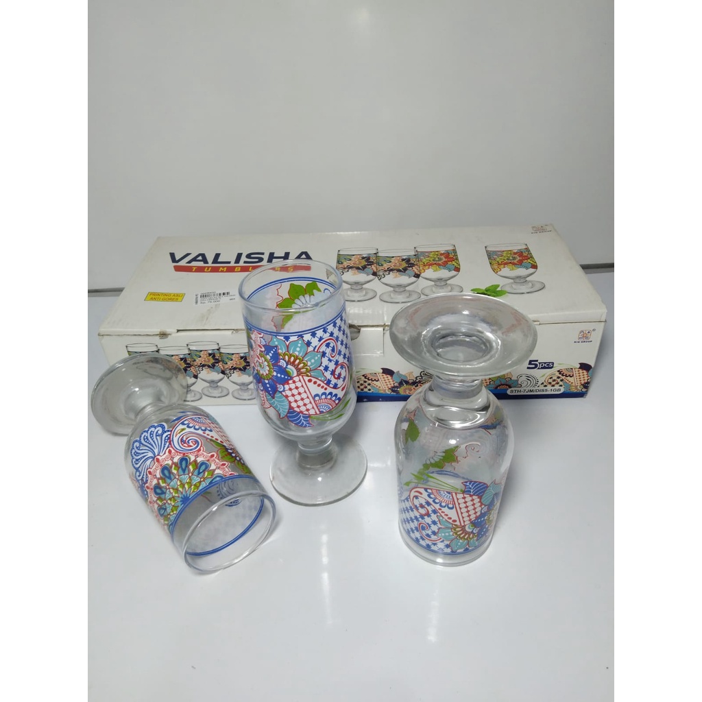 GELAS JUICE MOTIF PRINTING / GELAS KACA SET 180 ML - KIG GROUP