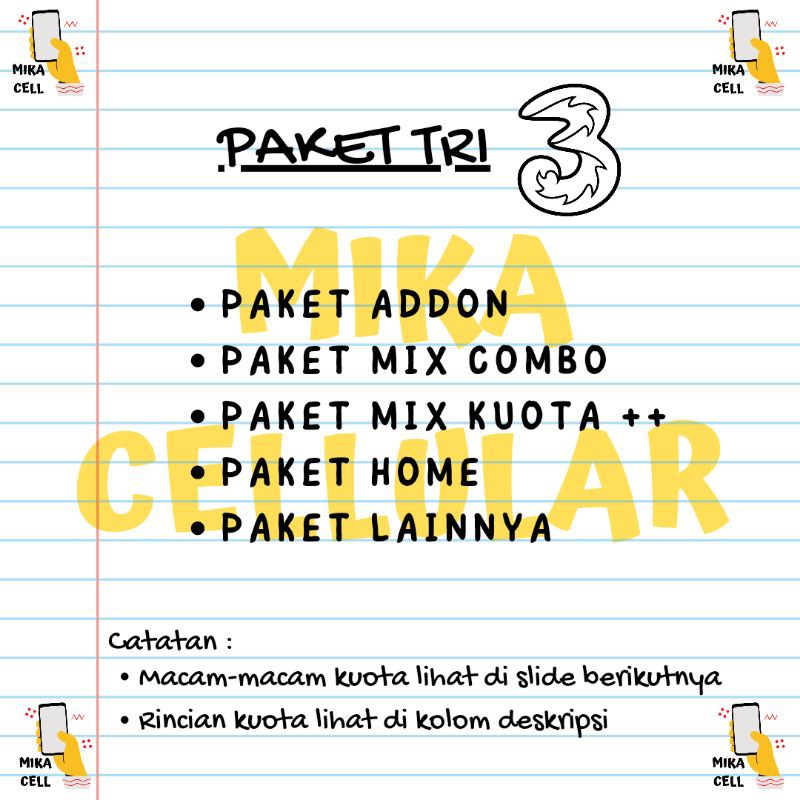 PAKET TRI ADDON, MIX COMBO, MIX KUOTA++, HOME, LAINNYA