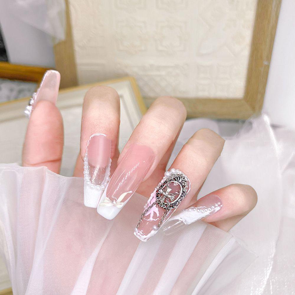 Needway Bingkai Foto Nail Art Dekorasi Emas Perak Alloy Hollow Ornamen Indah Klasik Retro DIY Nail Patch