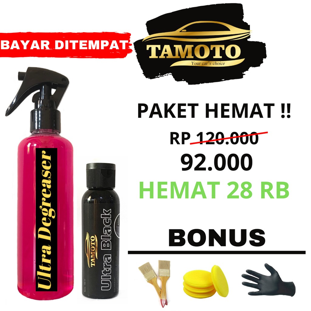 [PAKET ENGINE DEGREASER + BLACK] Obat cairan pembersih kerak velg / ruang blok mesin &amp; back to black