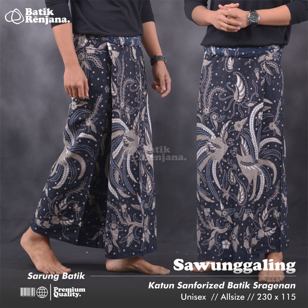 SAWUNGGALING Sarung Batik Pria Cowok Dewasa Premium Motif Batik Lebaran Asli Solo ALL Size RENJANA