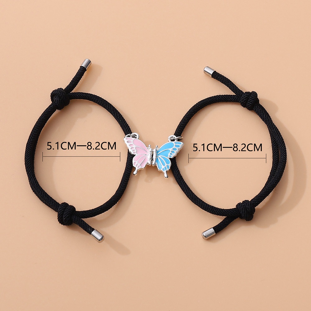 2pcs / Set Gelang Tangan Magnetik Model Sayap Kupu-Kupu Untuk Pasangan