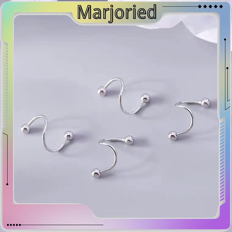 1 Pasang Anting-Anting Sederhana Baru Kepribadian Wanita Minoritas Double Spiral Ear Studs-MJD